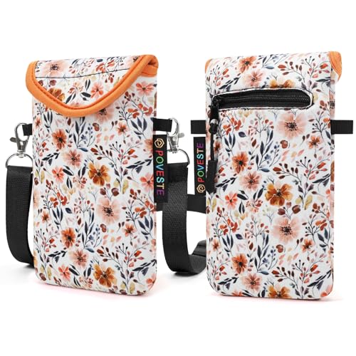 Flap Closure Secure Cell Phone Bag with Card Pocket for iPhone & Samsung - color: Flower Power