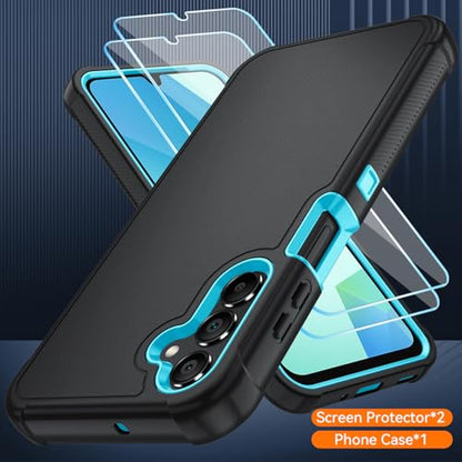 for Samsung Galaxy A16 5G Case : 3-Layer Shockproof Phone Cover with HD Screen Protector,Hybrid Protective Military-Grade for Galaxy A16 5G Phone Case (Black/Glacier Blue) - color: Black/Glacier Blue
