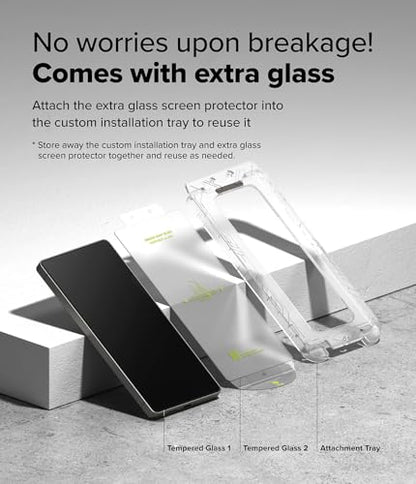 Ringke for Samsung Galaxy S25 Ultra Screen Protector [Easy Slide Pro] | 2 Pack, Easy Installation with Alignment Tool, Case Friendly Premium 9H Hardness Tempered Glass - size: Galaxy S25 Ultra