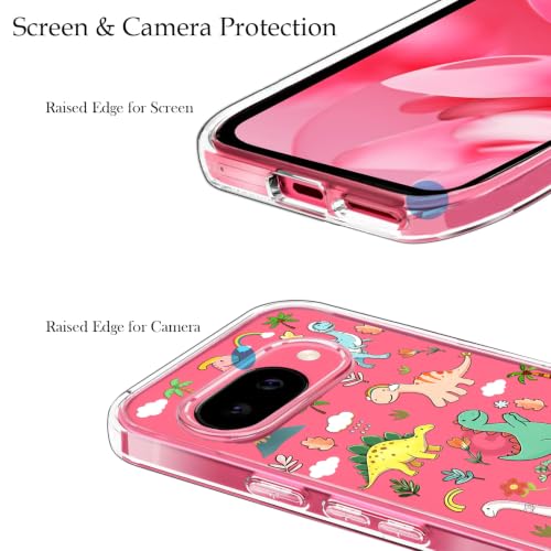 Unov for Pixel 10a Case, Clear with Design, Slim Fit Good Grip, Embossed Phone Case, Shockproof Protective Cover, Raised Camera Protection, Soft TPU, Dinosaur Land - color: Dinosaur Land