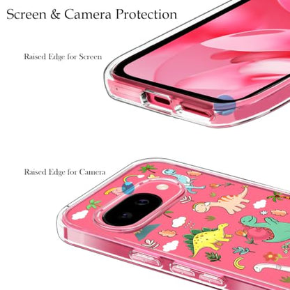 Unov for Pixel 10a Case, Clear with Design, Slim Fit Good Grip, Embossed Phone Case, Shockproof Protective Cover, Raised Camera Protection, Soft TPU, Dinosaur Land - color: Dinosaur Land