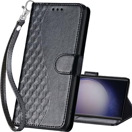 for Samsung Galaxy S24 Ultra Wallet case, Black | 3 Card Holders, Kickstand, Shockproof TPU Shell, PU Leather, Magnetic Closure, Protective Flip Folio Cover, Women - color: 3
