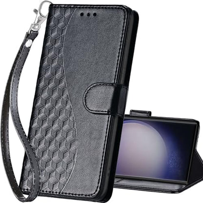 for Samsung Galaxy S24 Ultra Wallet case, Black | 3 Card Holders, Kickstand, Shockproof TPU Shell, PU Leather, Magnetic Closure, Protective Flip Folio Cover, Women - color: 3