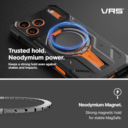 VRS DESIGN Quickstand Pro for iPhone 17 Pro Max Case (2025), [Magnetic Charging Compatible] Strong Magnet Ring Kickstand, Heavy Duty Rugged Shockproof Protective Cover (Contour Green) - color: Contour Green
