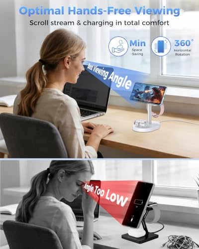 Hevanto 3 in 1 Wireless Charger for Samsung Galaxy, 15W MagSafe Charging - color: GrayWhite, size: 15W