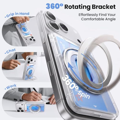 for Magsafe Wallet, 2 Card Holder, With Rotating Stand, Clear - color: Clear