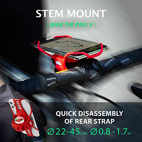 Bone Bike Tie Pro 3, Universal Bike Phone Stem Mount for 5.8"-7.2" Phones - color: Bike Tie Pro 3 - Red