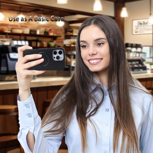 for iPhone 16e/17e Case Wallet,Compatible with MagSafe Magnetic 2 in 1 Magnetic Detachable PU Leather RFID Blocking Wallet Cover Card Holder Zipper Wrist Strap Lanyard,Quilted Black - color: Quilted Black