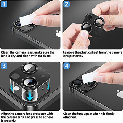 Korecase [2 Pack] Camera Lens Protector for iPhone 14/14 Plus & iPhone 15/15 Plus 9H Tempered Glass Camera Film Cover, Strong Adhesion, Metal Anti-Scratch Rear Camera Lens Cover Purple - color: Purple