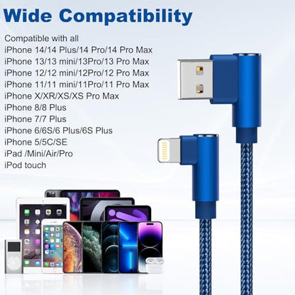 iPhone Charger 10ft 3Pack Apple MFi Certified Lightning Cable Nylon Braided