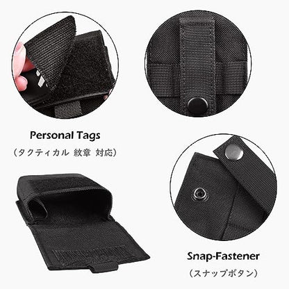 TRIWONDER Tactical Cigarette Pouch Molle Small Military Bag Battery Cigarette Case EDC Utility Card Holder Lighter Slot Mini Cigar Waist Pack - color: 01 Black - 2 Pack