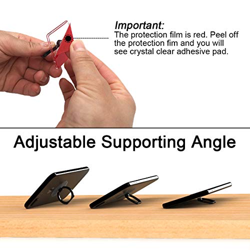 Tomorotec 3 PCS Phone Ring Holder Clear Grip Kickstand 360° Rotation, Black - color: Black