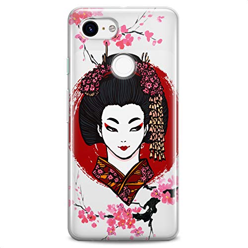 TPU Case Compatible for Google Pixel 9 8 Pro 7a 6a 5a XL 4a 5G 2 XL 3 XL 3a Japan Beauty Soft Sacura Cute Design Print Flexible Silicone Slim fit Flowers East Geisha Makeup Clear Blossom - color: Japan Beauty