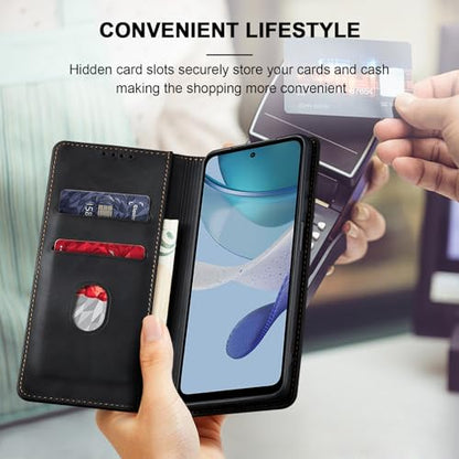 Jasonyu Flip Wallet Case for Moto G 5G (2023),Leather Magnetic Folio Cover with Card Holder,Kickstand - TPU Shockproof Durable Protective Phone Case,Black | PU Leather Magnetic Folio Cover,with Card Holder,Kickstand,TPU Shockproof,Durable,Protective Phone