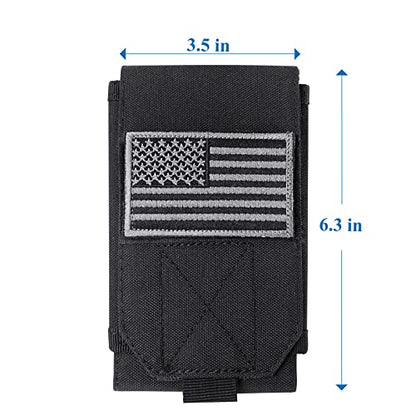Black Tactical Molle CellPhone Pouch Case,Heavy Duty Waterproof Phone Holster Bag for iPhone 11 12 13 Pro Max For Samsung S22 S21 S20 FE Note 20 A13 A12 A02S Less 6.7" Phone with 4 Pack Patches - color: Black & 4 Pack Patches