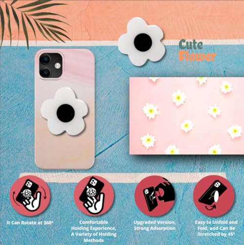 Cute Flower Series Collapsible Design Phone Grip (Adhesive, Black) - color: Black, style: Adhesive