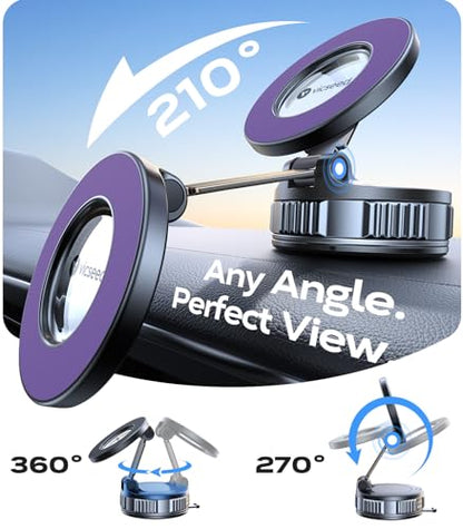 VICSEED Upgraded Car Phone Holder for Magsafe Car Mount [Strongest Suction] - color: Purple