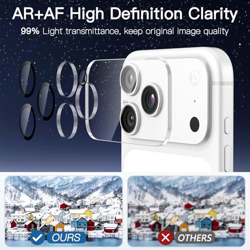 [3 Pack Camera Lens Protector For iPhone 17 Pro 6.3-Inch,9H Tempered Glass,Anti-Scratch,Case Friendly,Night Circle,No-Bubble HD Clarity,Full Cover - size: iPhone 17 Pro