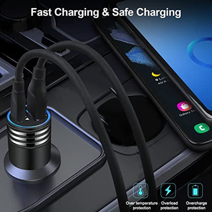 30W USB Type C+USB Car Charger Adapter Plug Fast Charging Compatible for Moto Edge 5G UW/One 5G UW ace/G Power/G Stylus/G Play, Samsung Galaxy A16/A15/A14/A13/A12/A11/A23/A24/A33/A34/A54/A53/S24/S23