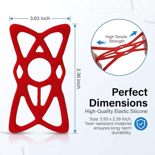 4 PCS Silicone Tie Down Straps, Elastic Anti-slip Phone Holder Bands for Handlebar, X-shape Highly Elastic GPS Mount Tether, Universal for Most Motorcycles, Bicycles (Red)