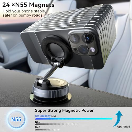 CloudValley Vacuum Magnetic Car Phone Mount for MagSafe - style: Magnetic Mount-Black