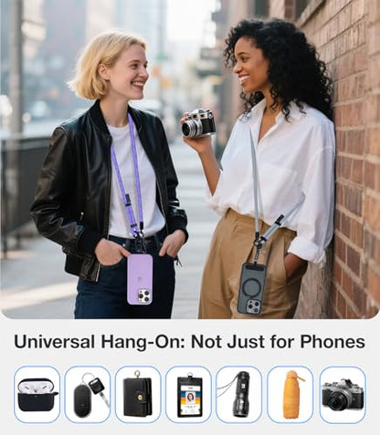 Phone Lanyard Crossbody, 3-in-1 Neck Strap& Wrist Strap, Adjustable Anti-Theft Lanyard with 2 Phone Tether Tabs, Cell Phone Strap for iPhone 17 Pro Max, Travel Essential,Grey - color: 2-grey