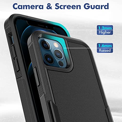 Heavy‑Duty Rugged Anti‑Drop Shockproof Protective Phone Case for iPhone 12/12 pro, Durable Protective Shell, Black - color: Black, size: iPhone 12/12 pro