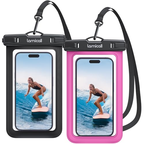 Lamicall Waterproof Phone Pouch Case Bag for iPhone 17 16 15 14 13 12 Pro Max Plus XS, Swimming Equipment Bags for 4-7inches, Bright Red & Black - color: Black & Bright Red
