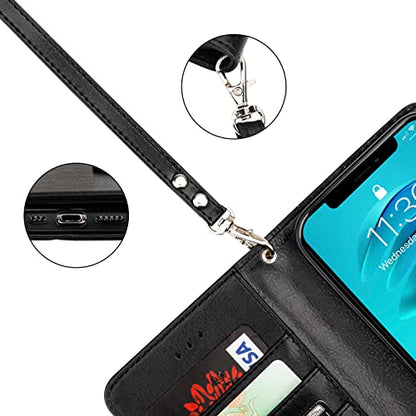 Bocasal Detachable Wallet Case Card Holder for iPhone 14 Pro, Black | RFID Blocking Kickstand Card Slots Holder PU Leather Magnetic Shockproof Wrist Strap Removable Flip Protective Cover 6.1 inch - color: Black