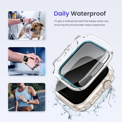 Goton Privacy Waterproof Case for Apple Watch Series 11/10 42mm - color: Clear, size: 42 mm