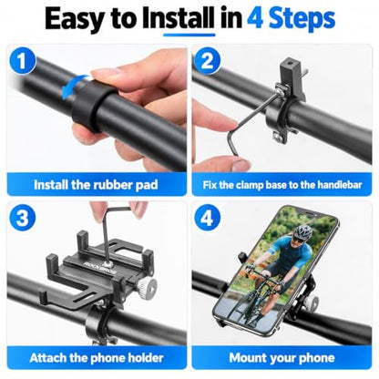 ROCKBROS Aluminum Bike Phone Mount for 4.7-7.1" Phones Handlebar Mount - style: Handlebar Mount(Black)