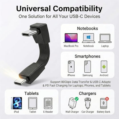 8K Short USB C Cable 80Gbps 240W (5cm)