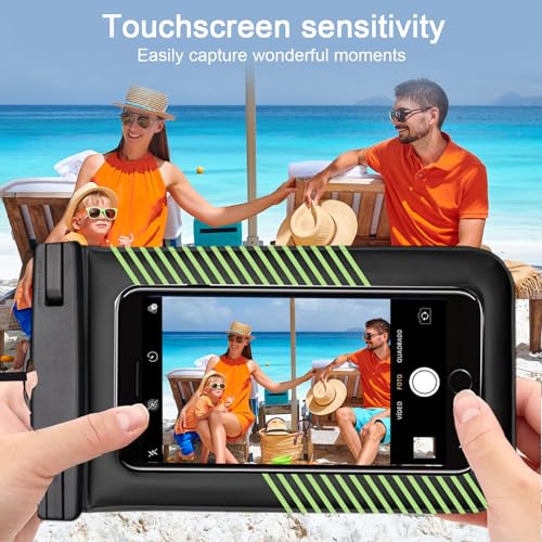 1 Pcs Waterproof Phone Case for Beach Adventures Swimming Outdoor Activities with Touch Screen Adjustable Strap (Green) - color: Green