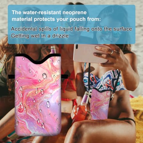 Neoprene Cell Phone Sleeve Pouch Case Bag with Crossbody Strap Neck Lanyard for Women 7.1 X 3.9 in Gilding - color: Gilding