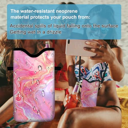 Neoprene Cell Phone Sleeve Pouch Case Bag with Crossbody Strap Neck Lanyard for Women 7.1 X 3.9 in Gilding - color: Gilding