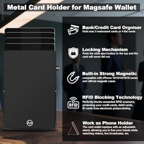 Magsafe Phone Wallet with Adjustable Stand,Pop up Phone Card Holder Black - color: Black