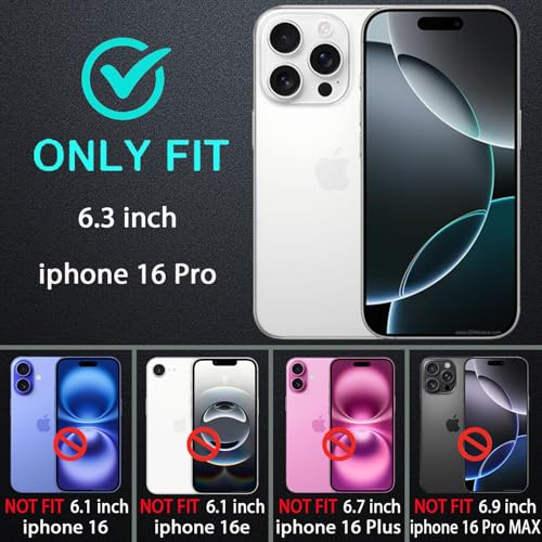 YKHJKLEC for iPhone 16 Pro Case, Military Grade 3 in 1 Heavy Duty Shockproof/Drop Proof/Dust Proof Case with 2Pcs Tempered Glass Screen Protector (Blue/Turquoise) - color: Blue/Turquoise