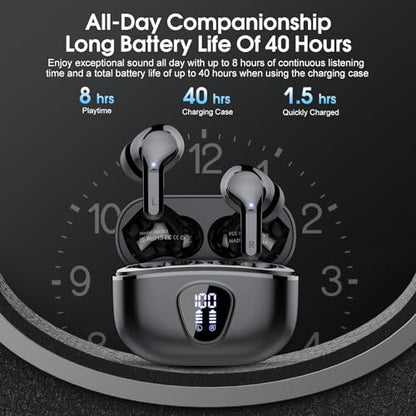 Wireless Earbuds, Bluetooth 5.4 Headphones HiFi Stereo, Bluetooth Earbuds - color: A-Black