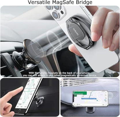 Doflyesky Magnetic Phone Ring Holder for Magsafe Phone Grip, Double-Sided Magnetics Adjustable Gym Finger Ring Grip Kickstand, Removable Phone Grip, for iPhone, iPad and Smartphones(Brown) - color: Brown