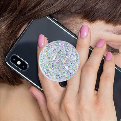 Magnetic Retractable Phone Stand, Phone Grip, Suitable for Round Foldable Phones and Tablet Accessories - Transparent ShinePowder (Magnetic Silver) - color: Magnetic diamond colo