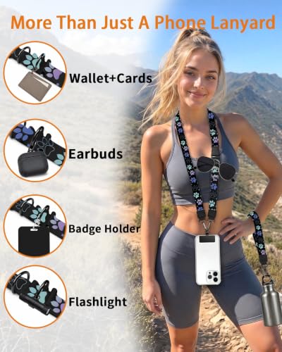 Dog Paw Phone Lanyard Crossbody Wrist Neck Strap Adjustable Women - color: Dog Paw