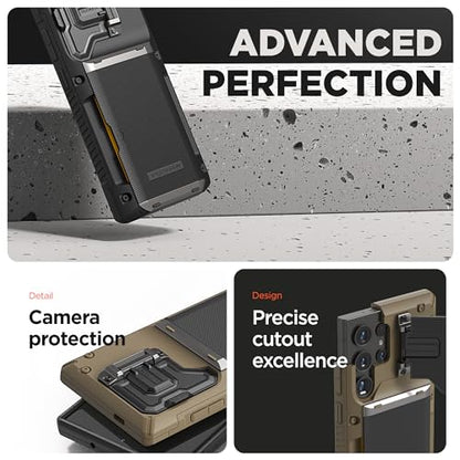 VRS DESIGN Damda Glide DuoGuard for Samsung Galaxy S24 Ultra Phone Case (2024), Premium Sturdy Fully Covered Camera Lens Protection Cover Card Holder Wallet Case (Liberty Black) - color: Liberty Black, size: Galaxy S24 Ultra