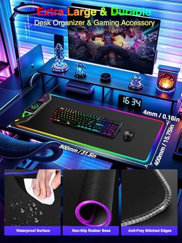 Magnetic Wireless Charging Mouse Pad Gaming, 31.5"x15.8" Large Desk Mat - color: RGB-31.5"x15.8"-Mag