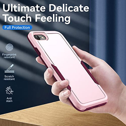 for iPhone SE Case 2022(3rd)/2020(2nd)/iPhone 7/8 Case, with Screen Protector,[Military Grade Drop Tested] Heavy-Duty Tough Rugged Shockproof Protective Phone Case, Pink - color: Pink