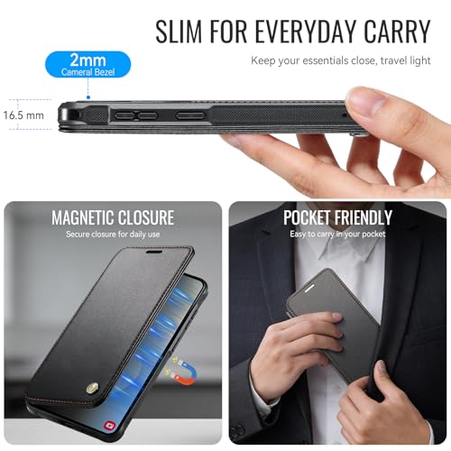 for Galaxy S24 Plus Slim Wallet Case Wireless Charging, Black - color: Black, size: Samsung Galaxy S24 Plus