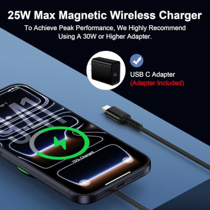 25W Magnetic Wireless Charger Pad for Samsung Galaxy S26 Ultra S26 FE S25 - color: Black