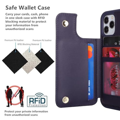 iCoverCase Compatible with iPhone 11 Pro Phone Case with Card Holder, Wallet Case for Women Men RFID Blocking PU Leather Protective Case 5.8 Inch (Dark Blue) - color: Dark Blue