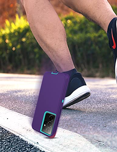 MXX Case Compatible with Galaxy S21 Ultra Case, 3-Layer Super Full Heavy Duty Body Bumper Cover/Shock Protection/Dust Proof, Designed for Samsung Galaxy S21 Ultra 5G 6.8 Inch 2021 (Purple) - color: Purple