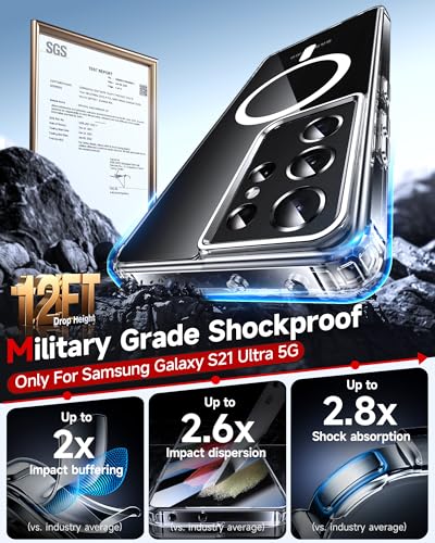 LeYi for Galaxy S21 Ultra Phone Case: [Mag-Safe Fit] with Raised Camera Guard, Matte Translucent Slim Translucent Soft-Touch Protective para Samsung S21 Ultra 5G Case, Clear - color: Clear, size: Galaxy S21 Ultra (6.8 Inch)
