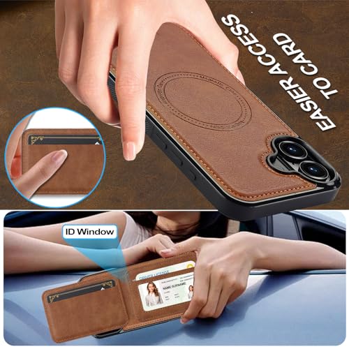 L3 2 in 1 Detachable Leather Wallet and Phone Cases Compatible with iPhone 17 Case with Card Holder RFID Blocking, Compatible with Magsafe Charging 6.3 Kickstand (Brown, IP 17) - color: Brown, size: 6.3 inches